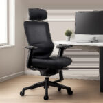 Illustration d’une chaise de bureau ergonomique dans un espace de travail moderne et épuré. L’image évoque le confort, les réglages et le maintien adaptés à un usage intensif.